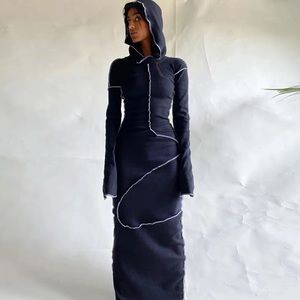 Hooded Long Black Dress